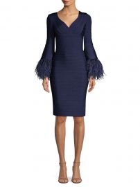 Feather-Trim Bandage Dress at Saks Fifth Avenue